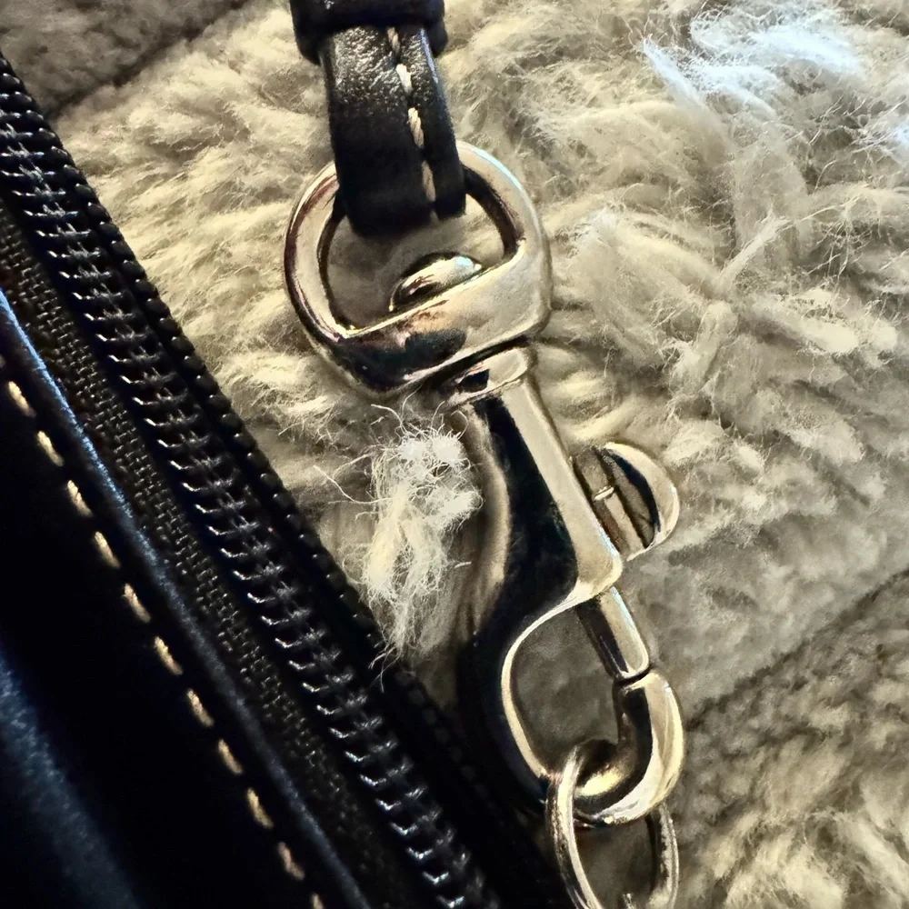 Coach Black Leather Wristlet Clutch with White Stitching